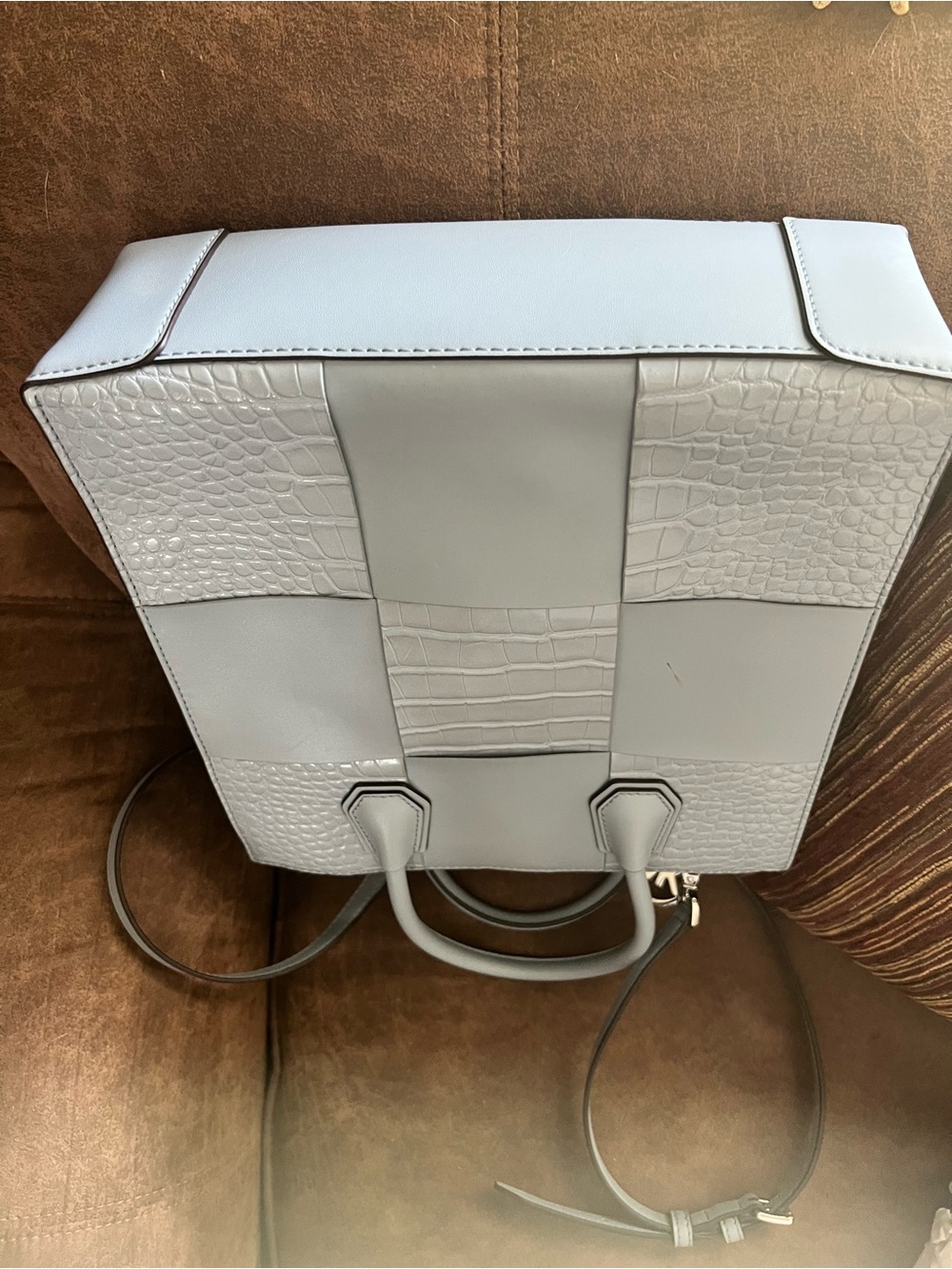 Michael Kors Light Gray Croc-Embossed Tote NEW - Picture 10 of 14